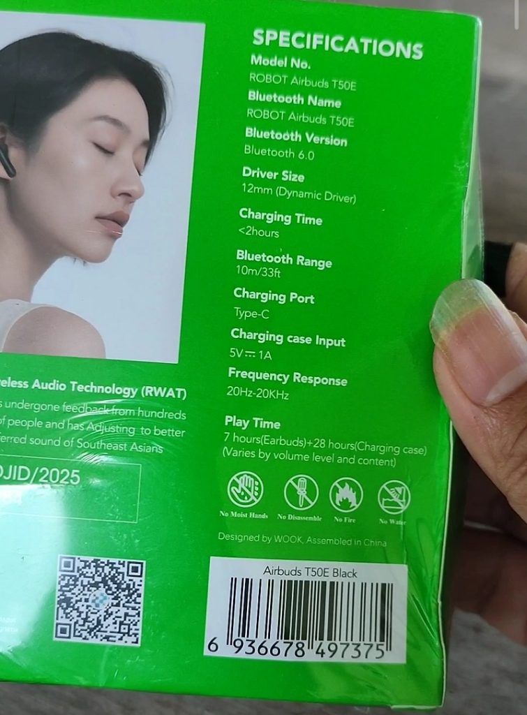 Spesifikasi TWS Robot Airbuds T50E